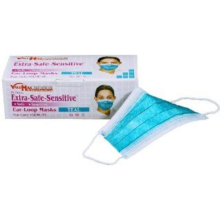ValuMax 5430E TE Extra Safe Sensitive Disposable Earloop Face Masks, Cellulose Inner Layer, High Filtration, Teal, Box of 50 Protective Lab Coats And Jackets