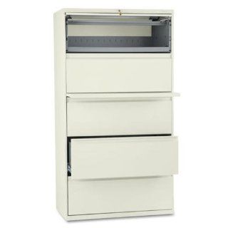 HON 885LL 800 Series 36 Inch 5 Drawer Lateral File with Roll Out Shelf, Putty   Lateral File Cabinets