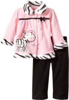 Young Hearts Baby Girls Infant 2 Piece Zebra Jacket And Pant, Pink, 24 Months Clothing