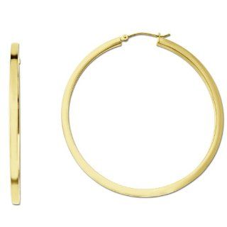 Duragold 14k Yellow Gold Large Square Hoop Earrings , (2" Diameter) Jewelry