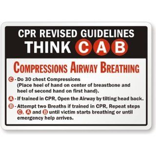 SmartSign Plastic Sign, Legend "CPR Guidelines Adults & Children" with Graphic, 14" high x 10" wide, Black/Red on White