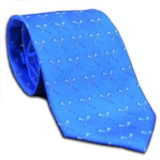Crossed Lacrosse Sticks   Blue Lacrosse Silk Tie Neckties Clothing