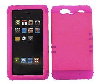 For Motorola Droid Razr Maxx XT913 Hard Hot Pink Skin+Dark Hot Pink Snap Case Cell Phones & Accessories