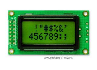 8x2 Character LCD Module Black on Yellow Green AMC0802BR B Y6WRN Electronics