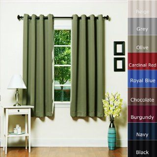 Grommet Top Thermal Insulated Blackout Curtain 52" W x 63" Length 1 Pair   GT, Olive   Window Treatment Curtains