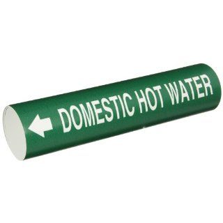 Brady 4316 D Bradysnap On Pipe Marker, B 915, White On Green Coiled Printed Plastic Sheet, Legend "Domestic Hot Water" Industrial Pipe Markers
