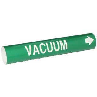 Brady 4147 C Bradysnap On Pipe Marker, B 915, White On Green Coiled Printed Plastic Sheet, Legend "Vacuum" Industrial Pipe Markers