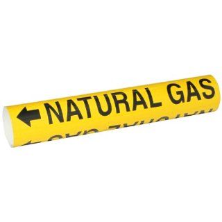 Brady 4097 C Snap On 2 1/2"   3 7/8" Outside Pipe Diameter B 915 Coiled Printed Plastic Sheet Black On Yellow Color Pipe Marker Legend "Natural Gas" Industrial Pipe Markers