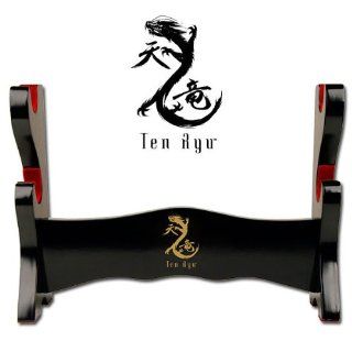 TENRYU Ma 2Sd Sword Stand Black Lacquer Finish Red Velvet Holders  Martial Arts Weapon Stands  Sports & Outdoors