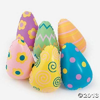 6 Inflatable Mini Easter Eggs Basket Decoration Yard Hunt Assorted Colors   Party Supplies