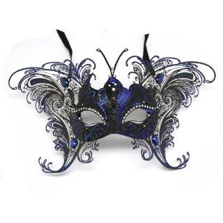Blue Deluxe Venetian Butterfly Metal Half Mask   Decorative Signs
