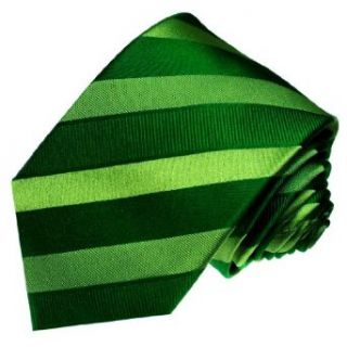 Lorenzo Cana   Luxury Italian 100% Silk Tie Green Forestgreen Stripes Solid Necktie   77148 at  Mens Clothing store