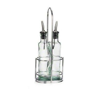 Tablecraft H918N Gemelli Oil and Vinegar Glass Bottle Set with Chrome Plated Metal Rack, 8 1/2 Ounce Kitchen & Dining