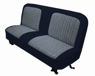 Acme U107 898L Front Black Vinyl Bench Seat Upholstery with Silver Regal Velour Pleated Inserts Automotive