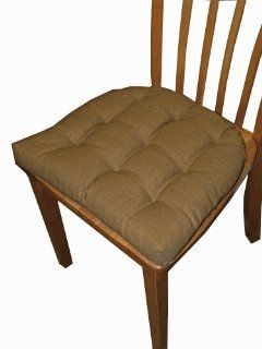 Small Patio Chair Cushion   Rave honey Brown Solid Color Woven Fabric   Indoor / Outdoor Mildew Resistant, Fade Resistant   Outdoor Dining Chair Pad with Ties   Reversible, U Shaped, Tufted Chair Pad, Box Edge Seat Cushion   Outdoor Furniture Replacement 