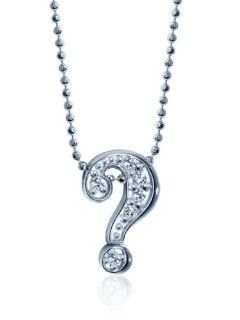 Alex Woo "Little Letters" Diamond and 14k White Gold ? Pendant Necklace, 16" Jewelry