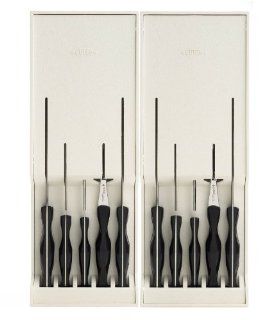 CUTCO Model 2000 Homemaker Set with 2 trays for storing in drawer or hanging on wall10 High Carbon Stainless knives & forks with Classic Dark Brown ("Black") handles in factory sealed plastic bags(2) #1742 Knife & Fork Trays, #82 Sharpene