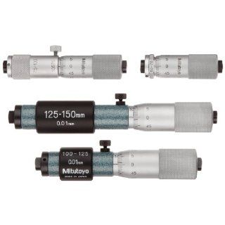 Mitutoyo 133 901 Tubular Vernier Inside Micrometer, 50 150mm Range, 0.01mm Graduation, +/ 0.005mm Accuracy (4 Piece Set)
