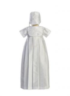Shantung Christening Baptism Gown with Embroidered Cross and Matching Hat Infant And Toddler Christening Apparel Clothing