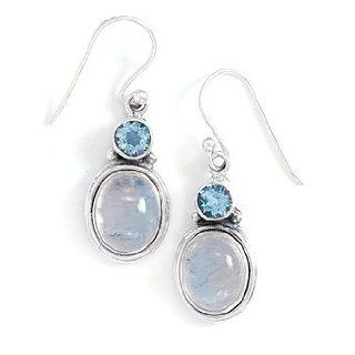 Sterling Silver Faceted Blue Topaz/Moonstone Earrings West Coast Jewelry Jewelry