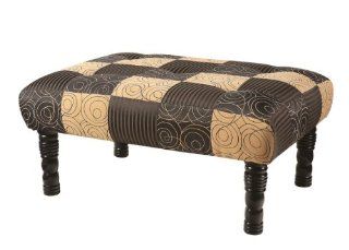 38" Modern Checkered Design Black & Tan Ottoman Coffee Table  