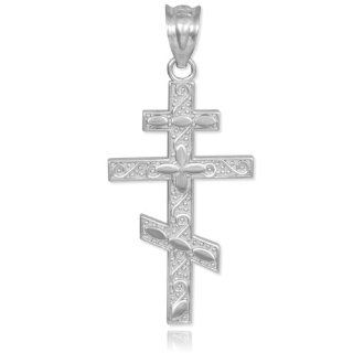 925 Sterling Silver Russian Orthodox Cross Pendant Jewelry