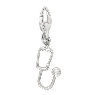 925 Sterling Silver STETHOSCOPE Clip on Charm Jewelry