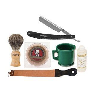 Marvy Mug, #904 Badger Brush, Mehaz Straightrazor, Simco Strop, Fromm Dressing & Col Conk Soap Combo Health & Personal Care