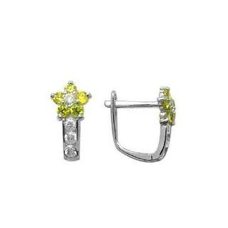 Flowering CZ Star .925 Sterling Silver Huggie Earrings FreshTrends Jewelry