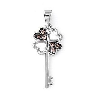 Key to your Heart Pendant Cubic Zirconia Sterling Silver 925 Jewelry