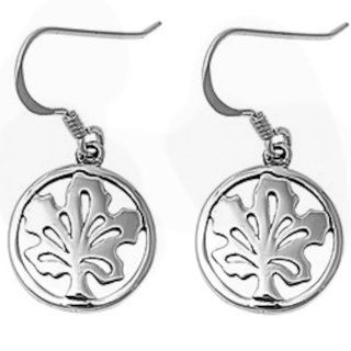 Round Maple Shaped Dangling .925 Sterling Silver Earrings Oxford Diamond Co Jewelry
