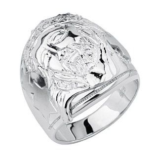 .925 Sterling Silver Jesus Crown of Thorns Mens Ring GoldenMine Jewelry