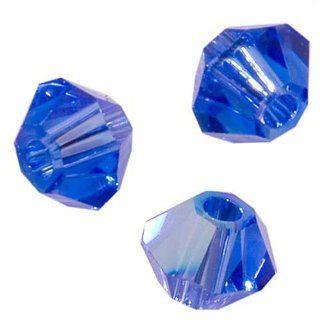 SWAROVSKI ELEMENTS Crystal #5301 3mm Bicone Beads Sapphire AB (25 Beads)