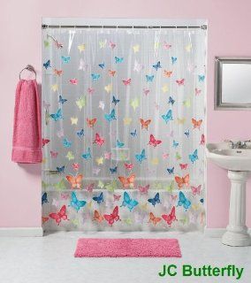 Jennifer Clark Butterflies Bright Vinyl Shower Curtain JC Butterfly  