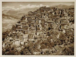1925 Anticoli Corrado Italy Hillside Town Photogravure   Original Photogravure   Prints