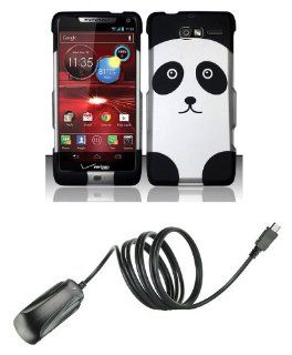 Motorola Droid Razr M XT907 (Verizon) Combo   Panda Design Shield Case + Atom LED Keychain Light + Micro USB Wall Charger Cell Phones & Accessories