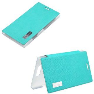 Rock Leather Flip Case Film For Nokia Lumia 928 (AT&T, Verizon, T Mobile, US Cellular & Sprint) (Sky Blue) Cell Phones & Accessories