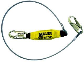 Miller by Honeywell 907LS/4FTYL 4 Feet Wire Rope Lanyards with SofStop Shock Absorber and Two Locking Snap Hooks, Yellow   Fall Arrest Restraint Ropes And Lanyards  