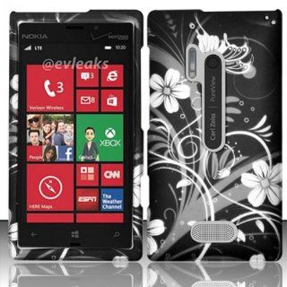 Hard Cover Rubberized Plastic White Flowers Snap On Case For Nokia Lumia 928 (StopAndAccessorize) Cell Phones & Accessories