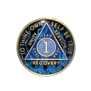 1 Year Premium Enamel AA (Alcoholics Anonymous)   Sober / Sobriety / Birthday / Anniversary / Recovery / Medallion / Coin / Chip   Blue Flame  Other Products  