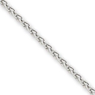 14k White Gold 2.25mm Round Wheat Chain Bracelet   8 Inch   Lobster Claw   JewelryWeb Link Bracelets Jewelry