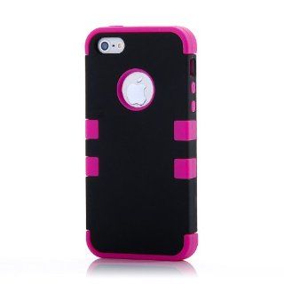 USAMZ909™ Rubberized TUFF Hybrid Phone Protector Cover for APPLE iPhone 5 Rose Red/Black Electronics