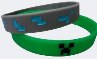 Set of 2 Official Minecraft Rubber Bracelets (Available in Youth OR Adult sizes) (Adult (8.5 Inches)) Jewelry