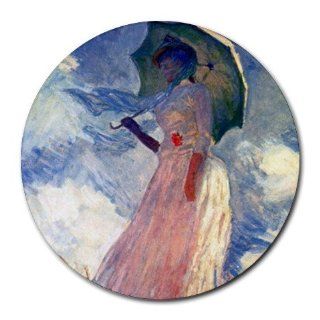 Woman with Parasol Study By Claude Monet Round Mouse Pad 