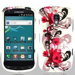 Samsung Galaxy S Aviator R930 R 930 White with Red Floral Flowers Black Vines Design Snap On Hard Protective Cover Case Cell Phone Cell Phones & Accessories
