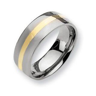 Titanium 14k Gold Inlay 8mm Polished Band TB224 6.5 Rings Jewelry