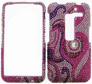 For Lg Esteem Ms910 Pink Swirl Stone Crystal Stones Case Accessories Cell Phones & Accessories