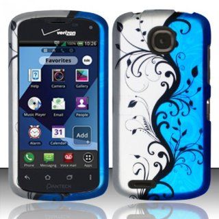 For Pantech Marauder ADR910L (Verizon) Rubberized Design Cover   Blue Vines Cell Phones & Accessories