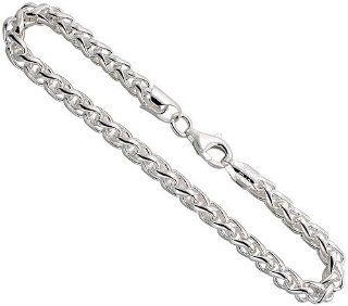 Sterling Silver Italian Wheat Chain Necklace 5mm Heavy Gauge Half Round Wire Nickel Free, size 22 inch Jewelry
