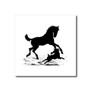 ht_151175_3 Florene Black and White   Vintage Horse and Dog Silhouette   Iron on Heat Transfers   10x10 Iron on Heat Transfer for White Material Patio, Lawn & Garden